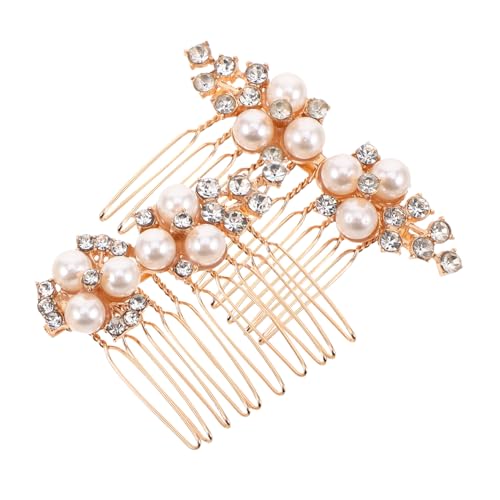 MUCKLILY 2stücke Perlenblumen-haarreif Mit Seitlichem Kamm Hochzeitsschmuck Aus Metall Für Brautfrisuren Langlebiges Und Haltbares Zubehör Für Hochzeitsfrisuren von MUCKLILY
