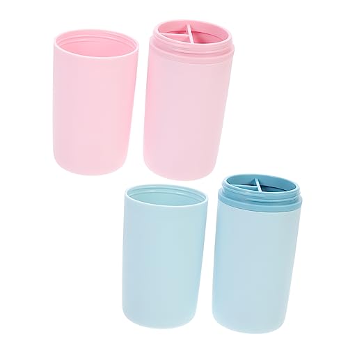 MUCKLILY 2stücke Reisezahnbürstenetui Zahnbürstenbox Tragbares Zahnbürsten Organizer Satz Leichtes Pp Material Für Reisen Und Camping in Blau Und Pink von MUCKLILY