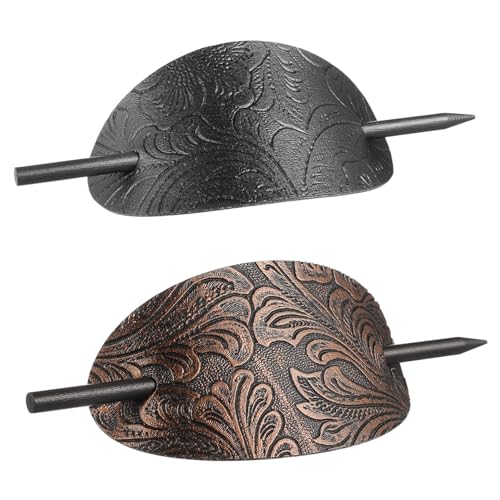 MUCKLILY 2stücke Retro Haarnadeln Elegante Haarklammern Für Damen Leder-haarstäbe Chic Haaraccessoires Für Hochzeiten Partys Und Abendveranstaltungen von MUCKLILY