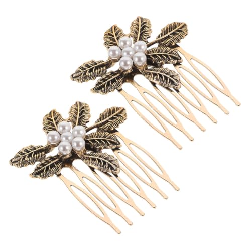 MUCKLILY 2stücke Seitenkämme Mit Blattdesign Haarkämme Aus Zinklegierung Haarspangen Für Damen Retro-haarkämme Für Dünnes Haar Haarkämme Für Braut Styling-accessoires von MUCKLILY