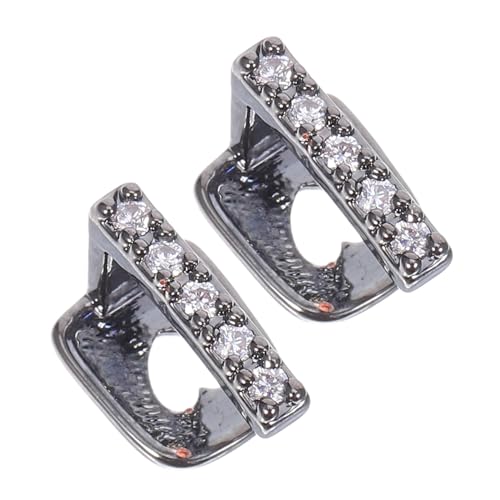 MUCKLILY 2stücke Zahngrill Aus Metall Mit Strass-verzierung in Schwarz Mundgrills Für Männer Für Partys Und Stage-auftritte Bequemer Sitz Und Einfache Reinigung von MUCKLILY