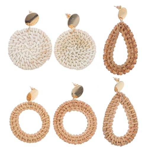 MUCKLILY 3 Paare Damen Ohrstecker Handgefertigt Rattan Ohrringe Vintage Quaste Modisch Geschenk für Frauen Mädchen Stilvoll Langlebig Vielseitig Passend MUCKLILY 3 Paare Damen Ohrstecker Handgefertigt Rattan Ohrringe Vintage Quaste Modisch Geschenk für Frauen Mädchen Stilvoll Langlebig Vielseitig Passend von MUCKLILY