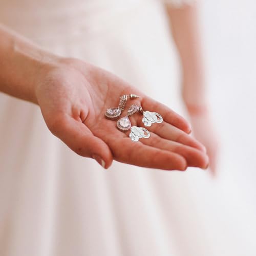 MUCKLILY 3 Paare Kupfer Ohrstecker Verschluss Blumenförmige Ohrringheber für Schwere Ohrringe Stabiler Earring Back für Damen Verhindert Hängenbleiben Silberfarbene Ohrstecker Rückseiten von MUCKLILY