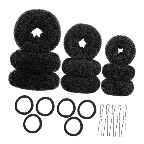 MUCKLILY 3 Sätze Haar Donut Dutt Maker mit U förmigen Haarnadeln und Elastischen Haarbändern DIY Haarschmuck für Frauen und Mädchen Vielseitiges Styling tool für Dünnes Dickes und Lockiges von MUCKLILY