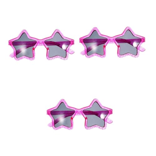 MUCKLILY 3 Stck. Sonnenbrille Fünf Punkte Sternform Metallrahmen Polarisiert Party Accessoire Rosa für Halloween und Kostümfest von MUCKLILY