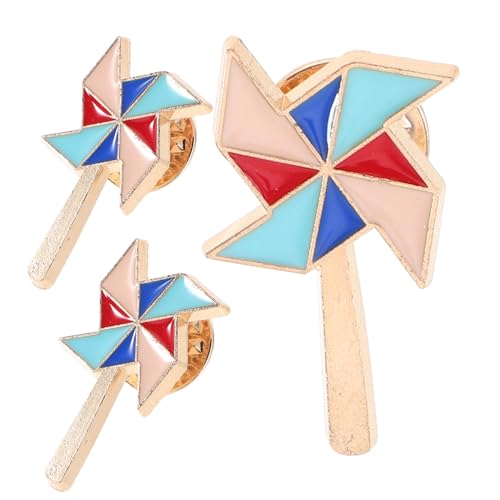 MUCKLILY 3 Stück Bunte Windmühlen broschen aus Zinklegierung mit Emaille Niedliche Anstecknadeln für Rucksack Hut und Kleidung Modische Accessoires für Jacken und Anzüge von MUCKLILY