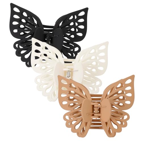 MUCKLILY 3 Stück Dreiteiliges Großer Schmetterlings haarklammern für Damen Langlebige Schmerzfreie Haarspangen zur Festen Fixierung Vielseitig für Make up Kochen und Sport Geeignet MUCKLILY 3 Stück Dreiteiliges Großer Schmetterlings haarklammern für Damen Langlebige Schmerzfreie Haarspangen zur Festen Fixierung Vielseitig für Make up Kochen und Sport Geeignet von MUCKLILY