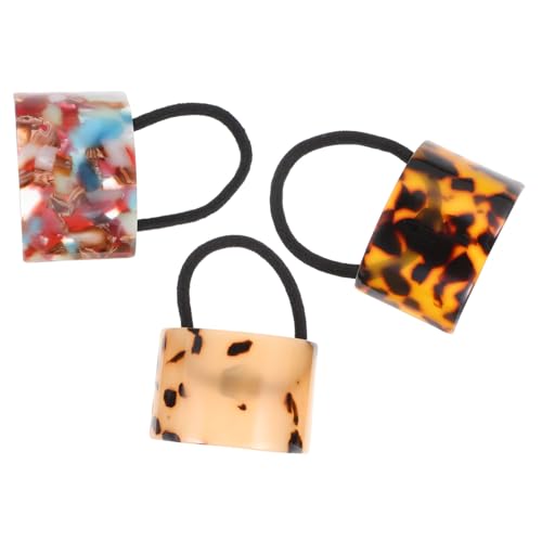 MUCKLILY 3 Stück Elastische Haargummis mit Halbrundem Verschluss Schonend und Dehnbar für Damen und Mädchen Stabile Pferdeschwanz Halter in Kaffee Bernstein und Haarring Accessoires von MUCKLILY