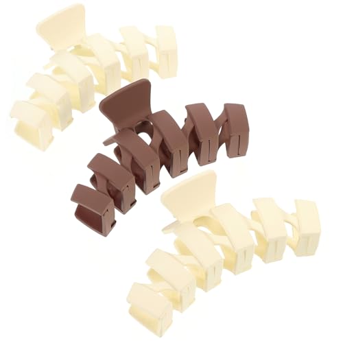 MUCKLILY 3 Stück Große Haarklammer für Dickes Haar Rutschfester Haarclip in Beige und Kaffee Robuste Haarkrallen für Frauen zum Haarefixieren Beim Duschen Schminken und Alltag von MUCKLILY