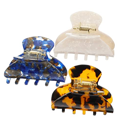 MUCKLILY 3 Stück Haarspangen für Mädchen Haarklammern Weiß Blau und Leopardenmuster Robuste Clips für Dickes Feines Lockiges oder Glattes Haar für Partys und Alltag von MUCKLILY