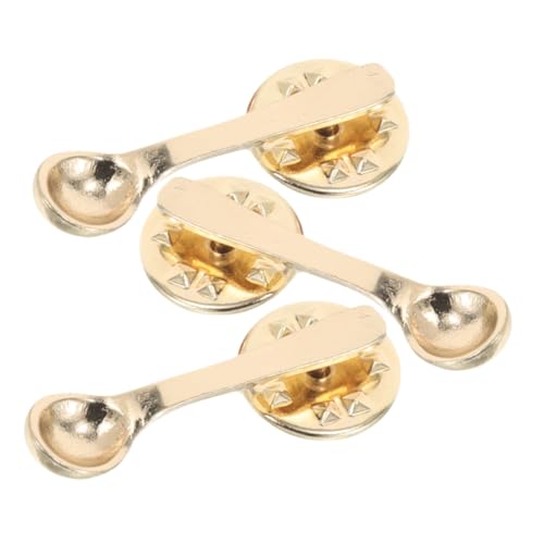 MUCKLILY 3 Stück Kreative Kaffee löffel Broschen aus Elektroplattierter Legierung Leichte Metall anstecknadeln Modische Anstecker für Jacken Rucksäcke Damen schmuck Langlebig und Glänzend von MUCKLILY