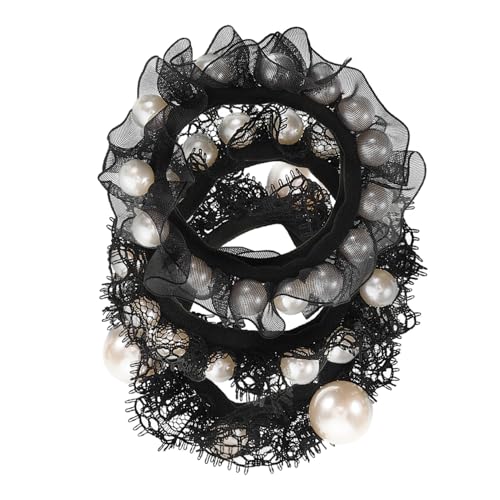 MUCKLILY 3 Stück Perlen Haargummis mit Elastischem Baumwollband Sanftes Haarschonendes Design Feminine Spitzenakzente Vielseitige Haaraccessoires für Damen und Mädchen Schonend für von MUCKLILY