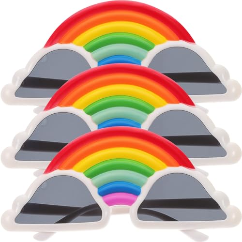 MUCKLILY 3 Stück Regenbogen Wolken Partybrillen Lustige Cosplay Brillen Leicht Robust für Tanzfestivals und Mottopartys Auffällige Bunte Sonnenbrillen für Erwachsene von MUCKLILY