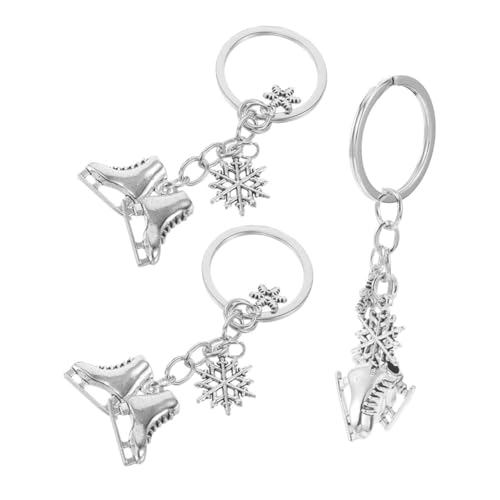 MUCKLILY 3 Stück Robuster Zinklegierungs Schlittschuh Schlüsselanhänger Teiliges mit Schneeflocken Design Praktischer Sport Schlüsselring für Winteraktivitäten Modischer Anhänger für von MUCKLILY