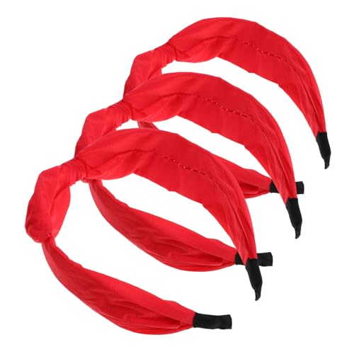 MUCKLILY 3 Stück Rotes Stirnband mit Hasenohren und Schleife Handgefertigtes Flexibles Haar-accessoire aus Weichem Stoff für Frauen Party Kostüm-events von MUCKLILY