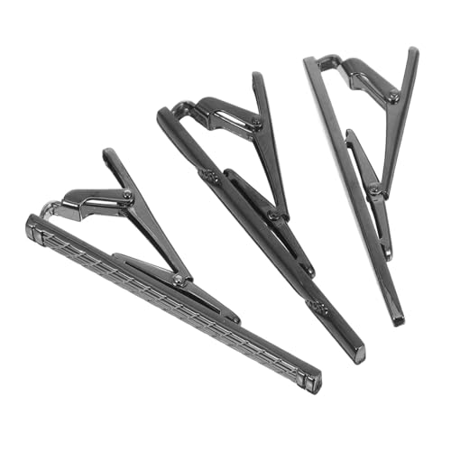 MUCKLILY 3 Stück Schwarze Gravierte Krawattenklammern aus Kupfer für Herren Modische Business-accessoires mit Sicherem Halt Vielseitig Kombinierbar für Anlässe Wie Hochzeit Party Vatertag von MUCKLILY