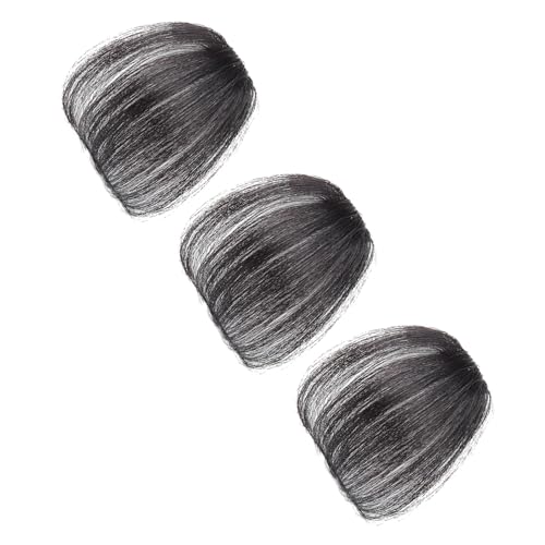 MUCKLILY 3 Stück Teiliges Fake Bangs Haarschnitt Haarteil mit Verstellbaren Clips Natürliches Atmungsaktives Kunsthaar für Frauen Dünnes Haar Cosplay Partys Hochzeiten Vielseitige von MUCKLILY