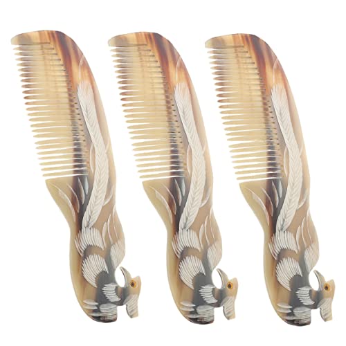 MUCKLILY 3 Stück Hornkamm für Dickes Haar Breitzinkiger Entwirrungskamm für Männer und für Reisen und Zuhause Langlebig und Praktisch von MUCKLILY