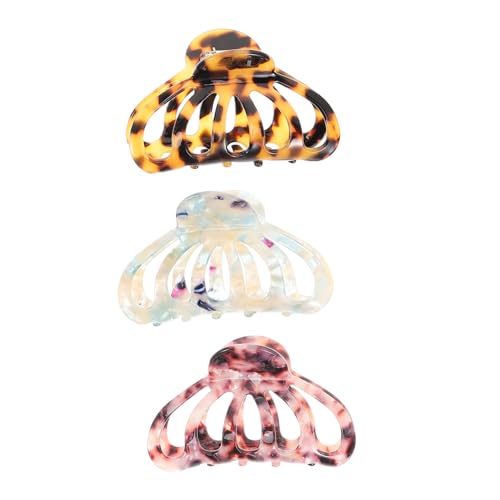 MUCKLILY 3 Stück Teiliges Haarklammer für Damen Große Rutschfeste Haarspangen aus Acetat für Dickes Haar Stabiler Vintage Haarschmuck in Leopard Hellblau und Rosa für Vielseitiges Styling von MUCKLILY