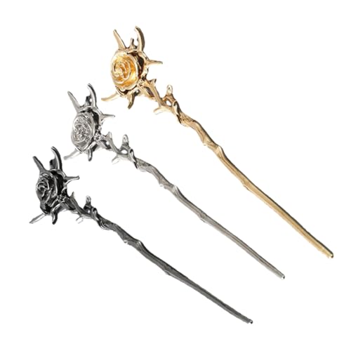 MUCKLILY 3 Stück Teiliges Haarnadeln mit Unregelmäßigen Blumen Robuste Damen Haarschmuck Haarnadeln in Gold Silber und Schwarz für Hochsteckfrisuren und Besondere Anlässe von MUCKLILY