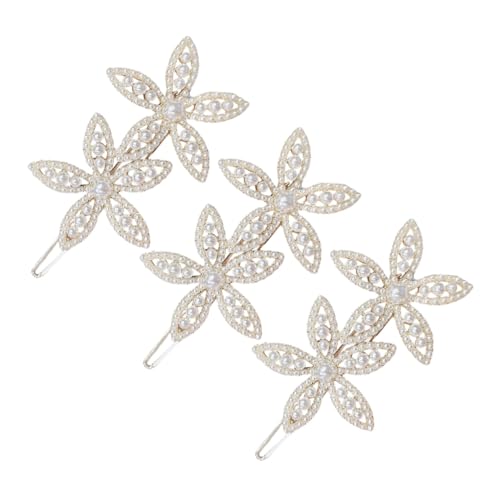 MUCKLILY 3 Stück Teiliges Kleine Blumen Haarspangen mit Perlen Stilvolle Haarklammern für Damen Fester Sitz für Dickes Haar Vielseitig für Hochzeit Party Alltag und Besondere Anlässe von MUCKLILY