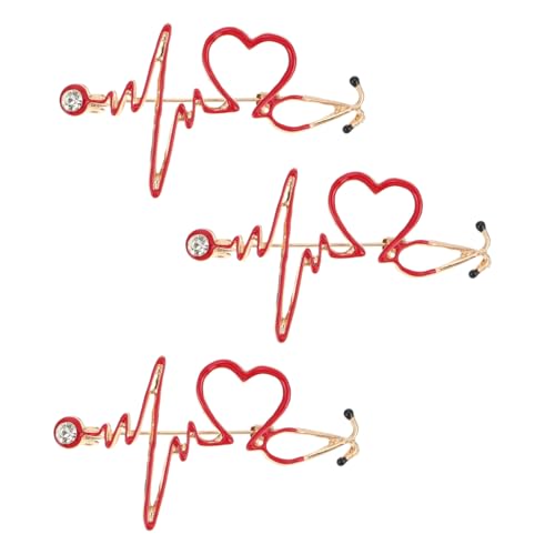 MUCKLILY 3 Stück Teiliges Medical Brooch Herzfrequenz Anstecker Leichte Langlebige Arzt Krankenschwester Broschen Vielseitig für Kleidung Hut Tasche Geschenk für Medizinisches Personal von MUCKLILY