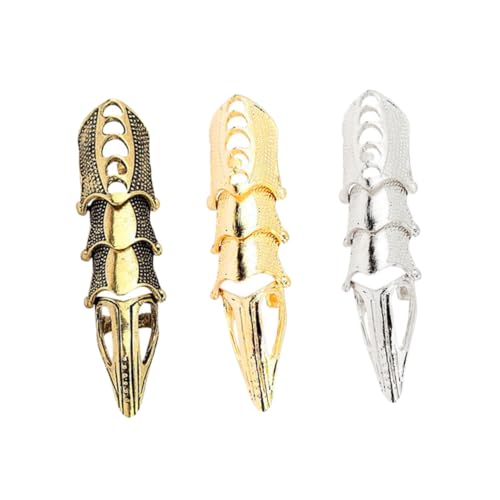 MUCKLILY 3 Stück Teiliges Metall Hollow Out Fingernagel Ringe Fein Langlebig für Frauen und Mädchen Klauen Design Fingertip Schmuck für Cosplay Halloween Belly Dance von MUCKLILY