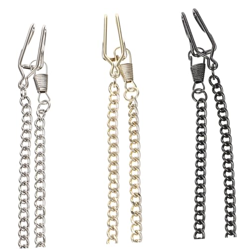 MUCKLILY 3 Stück Teiliges Taschenuhr Ketten aus Robustem Metall Leichte Hosenketten für Herren Vielseitige Kleidung Accessoires in Silber Gold und Tungsten Langlebige Gliederketten für von MUCKLILY