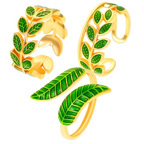 MUCKLILY 3 Stück Verstellbare Offene Blätterringe aus Hochwertigem Material Eleganter Damenschmuck für Alltag und Besondere Anlässe Modisch und Bequem Geschenk für Frauen und Mütter von MUCKLILY
