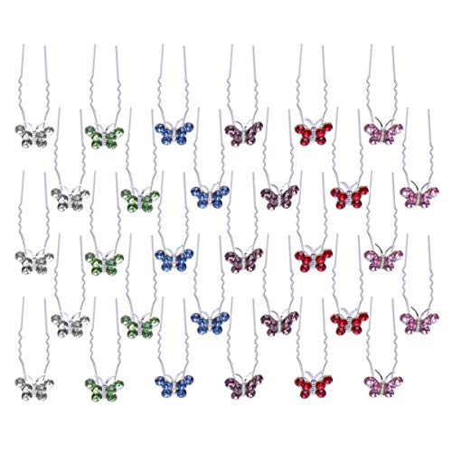 MUCKLILY Damen Strass Haarnadel 30 Stück U-förmige Haarnadeln Für Hochsteckfrisuren Brautschmuck Hochzeiten Freizeit Und Partys in Weiß Hellblau Helllila Hellgrün Hellpink Rot von MUCKLILY