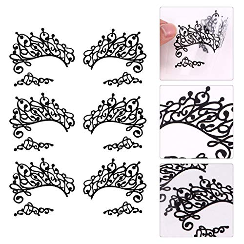 MUCKLILY 3Paare Schwarze Spitze Augenaufkleber für Dramatisches Make Up Wiederverwendbare Lidschatten Tattoos für Maskerade Cosplay und Partys von MUCKLILY