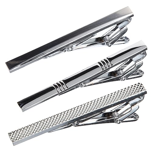 MUCKLILY 3Stücke Krawattenklammern für Männer Hochwertige Anzugzubehör für Hochzeit Business Besondere Anlässe Elegantes Design Langlebigem Legierungsmaterial von MUCKLILY