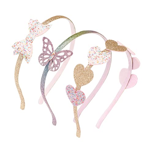 MUCKLILY 3stücke Herzförmige Glitzerhaarbänder Für Mädchen Dekorative Schmetterlings-stirnbänder Mit Schleifenoptik Für Partys Und Veranstaltungen von MUCKLILY