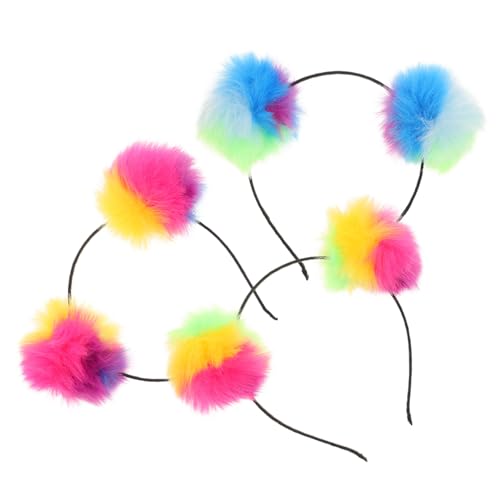 MUCKLILY 3stücke Bunter Pompom Haarreifen Für Frauen Fuzzy Ball Kopfband Für Party Geburtstagsfeier Weihnachten Cosplay Und Festlichkeiten von MUCKLILY