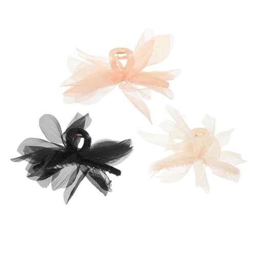 MUCKLILY 3stücke Haarklammer Mit Schleife Für Damen Haifisch-haarklammern Netz-haar-accessoires Starker Halt Atmungsaktiv Haarbefestigung Für Täglichen Gebrauch Und Anlässe von MUCKLILY