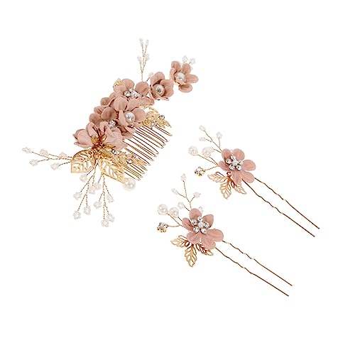MUCKLILY 3stücke Stilvolle Hochzeits-haarspangen Für Frauen Mit Strass Und Blumenhaarspangen Perfektes Haarschmuck-zubehör Für Bräute Und Hochzeitsfeiern in Rosa von MUCKLILY
