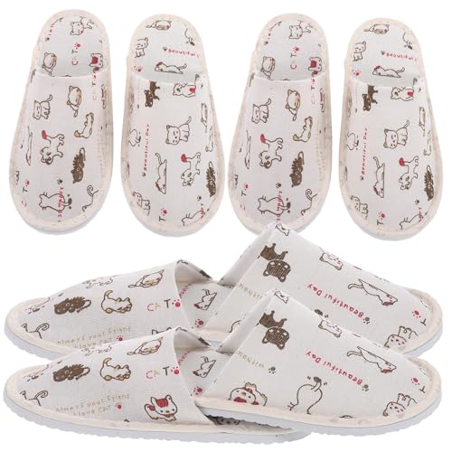 MUCKLILY 4 Paare Einweg Hausschuhe Herren Damen Geschlossene Zehen Rutschfest Atmungsaktiv Weiches Plüschfutter Strapazierfähige Sohle für Hotel Reise Spa und Zuhause von MUCKLILY