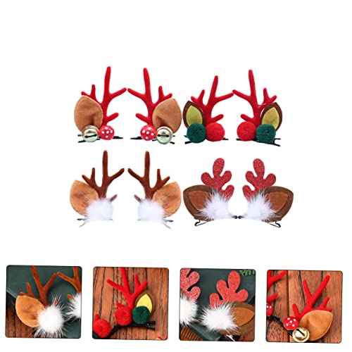 MUCKLILY 4 Paare Haarclips Weihnachts Kopfschmuck Rentier Geweih und Glocken Haarschmuck Weihnachtsdeko für Mädchen Festliche Haarspangen von MUCKLILY