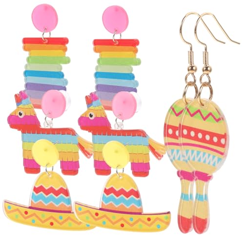 MUCKLILY 4 Paare Ohrringe Mexikanisches Party Design Ohrhänger für Damen Leichte Fiesta Ohrringe mit Bunten Motiven für Cinco De Mayo Fest und Kostümzubehör MUCKLILY 4 Paare Ohrringe Mexikanisches Party Design Ohrhänger für Damen Leichte Fiesta Ohrringe mit Bunten Motiven für Cinco De Mayo Fest und Kostümzubehör von MUCKLILY