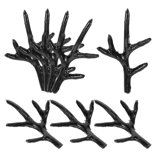 MUCKLILY 4 Paare Schwarze Hirschgeweih Haarreifen DIY Zubehör Leichtes Kunststoffgeweih für Haarspangen Festliche Dekoration Cosplay Kostüm Accessoire Weihnachtsdeko von MUCKLILY
