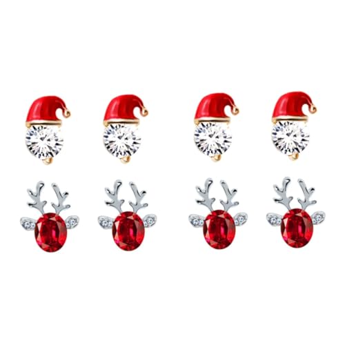 MUCKLILY 4 Paare Weihnachtliche Ohrstecker Damen Weihnachtsmütze Design Festliche Ohrringe Schmuck für Weihnachtsfeier Frauen MUCKLILY 4 Paare Weihnachtliche Ohrstecker Damen Weihnachtsmütze Design Festliche Ohrringe Schmuck für Weihnachtsfeier Frauen von MUCKLILY