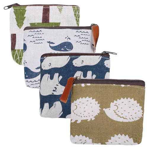 MUCKLILY 4 STK. Canvas Kosmetiktasche mit Reißverschluss Kleine Segeltuch Taschen für Damen und Mädchen Multifunktionale Aufbewahrungstaschen für Make-up Münzen Schlüssel Alltag Reise von MUCKLILY