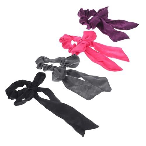 MUCKLILY 4 Stk. Teiliges Haarband Schleifen aus Seidenelastischem Stoff Weiche Haargummis für Damen und Mädchen Stilvolle Ponytail-halter Vielseitige Haarschmuck-accessoires von MUCKLILY