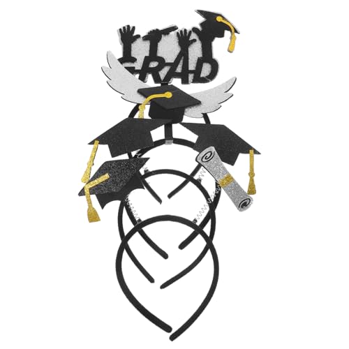 MUCKLILY 4 Stück Abschlusskappe Stirnband Rosa mit Stirnbänder für Abschlussmützen Graduierung Cap Band Junggesellenmütze Haarband Abschlussstirnbänder Mütze Stirnband Hutstirnband gefühlt von MUCKLILY