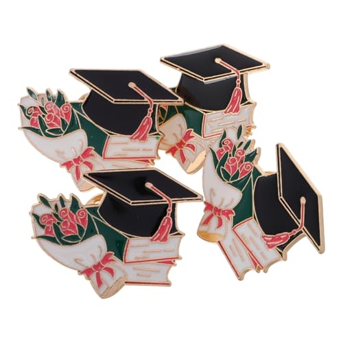 MUCKLILY 4 Stück Abschlussmützen Anstecknadeln für Studenten und Lehrer Metall Broschen mit Blumenmotiv Vielseitiges Accessoire für Kleidung und Taschen Stilvolles Andenken zur Graduierung von MUCKLILY