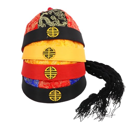 MUCKLILY 4 Stück Age Hut Baby Chinesische Neujahrsmütze Reis Hut Baby-dusche-foto-requisite Fez-hut Geburtstagshut Asiatische Hüte Asiatischer Hut Qing-dynastie Spielkappe Junge Stoff Kind von MUCKLILY