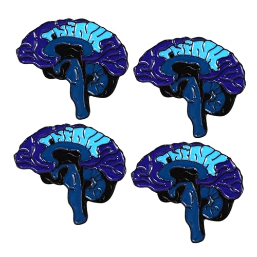 MUCKLILY 4 Stück Cartoon Human Brain Anstecknadeln aus Legierung Niedliche Broschen für Kleidung Modische Pins Feine Verarbeitung Auffälliges Design für Freunde von MUCKLILY