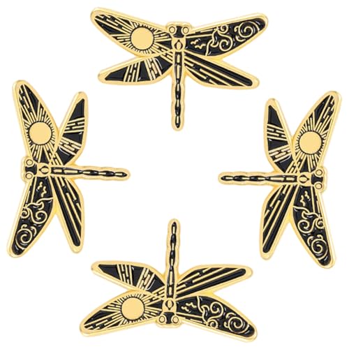 MUCKLILY 4 Stück Cartoon Libellen Broschen aus Legierung mit Sonne Mond Design Modische Anstecknadeln für Damen Vielseitiger Schmuck zur Dekoration von Kleidung Taschen Hüten und Schals von MUCKLILY