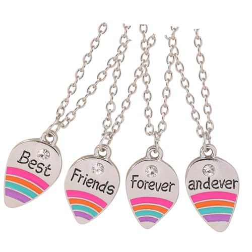 MUCKLILY 4 Stück Freundschaftsketten für Mädchen mit Buntem Regenbogen motiv Hautfreundlich und Komfortabel Schmuck Geschenk für Freundinnen zu Geburtstag oder Abschlussfeier von MUCKLILY