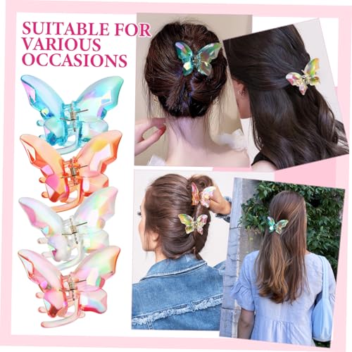 MUCKLILY 4 Stück Kleine Schmetterling Haarklammern Bunte Haarspangen Starke Klammern für Haartypen Leichte Stabile Haarschmuck für Frauen und Mädchen von MUCKLILY